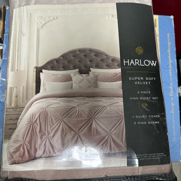 Harlow Super Soft Velvet King Duvet Set - Cream pink - Picture 1 of 6